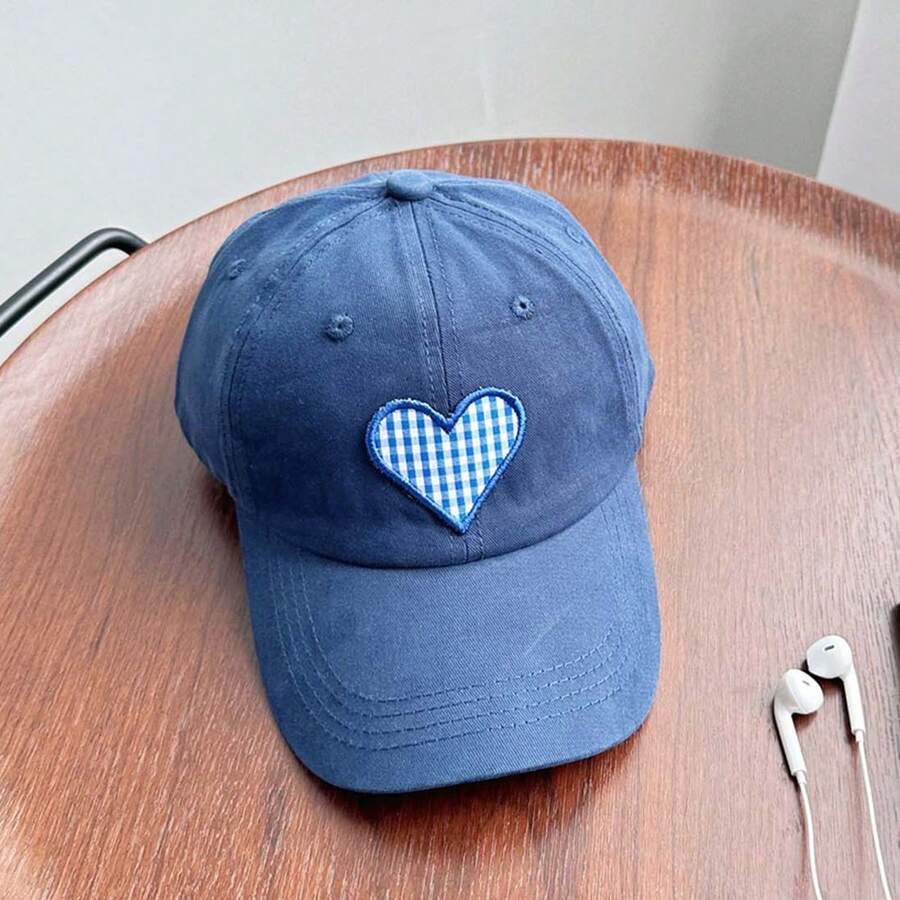 Gorras de béisbol para niños, gorras de camionero con bordado de corazón, ajustables, para el sol, para niñas - Azul Marino - Ver 1