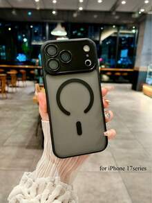 Funda de teléfono inalámbrica de carga inalámbrica de lujo con acabado mate y a prueba de golpes, compatible con iPhone 17/16/15/14/13/12/11 Pro Max, con cubierta protectora de armadura semi-transparente - Negro - Ver 11