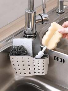 1pc Sink Hanging Drain Basket With Silicone Storage Box, Adjustable Shoulder Strap Drain Rack, Sponge Holder, Faucet Hanging Basket, Kitchen Storage Bag, Perfect For Storing Sponges And Rags In The Kitchen - 淺藍色 - 查看 6