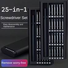 25-In-1 Mini Screwdriver Set With Flathead, And Pozidriv Bits - Ideal For Electronics, Mobile Phones, Computers, Glasses, Watches, And Jewelry Repair - Durable Plastic, No Battery Needed, Precision Tool Kit|Compact Screwdriver Set|Durable Plastic Handle, Screwdriver Set