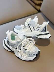 1 Pair Unisex Fashion Breathable Mesh Low-Top Sneakers, Soft Sole Non-Slip Casual Toddler Shoes, Versatile Student Running Shoes, Suitable For Spring And Autumn - Beige - View 5