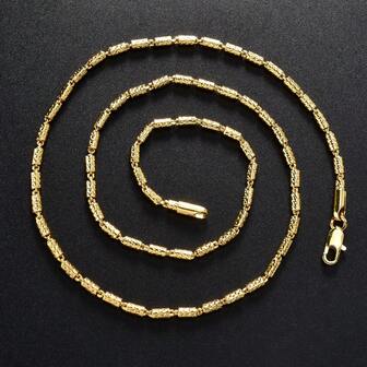 1pc Men's Minimalist 18K Gold Plated Geometric Necklace, Length 45-60cm, Suitable For Daily Wear And Parties