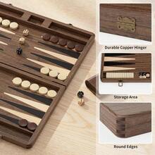 Juego de Backgammon Premium de Madera de Nogal Negro u2013 Juego de Viaje de Lujo con Dados y doblador - inicial - Ver 5