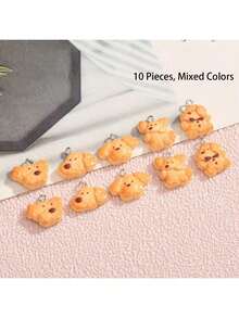 5/10pcs Cute Cartoon Dog Resin Pendant, Cookie Dog Design, For DIY Earrings, Necklaces, Keychains, Handmade Accessories - Puppy Pendant - View 8