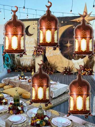 3st/5st Eid Mubarak lyktballongset, Folie Ramadan halvmånedekorationer, Ramadan festtillbehör, Eid festival heminredning, Ramadan Kareem, Ramadan Mubarak, Eid Mubarak