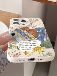 1pc Fashionable Cat & Ditsy Floral Patchwork Pattern Soft Phone Case, Compatible With IPhone 16/16Pro/16Plus/15/15ProMax/15Pro/11/12/13/14ProMax/12Mini/13Mini/11Pro/11ProMax/12Pro/12ProMax/13Pro/13ProMax/14Pro/14ProMax, Creative & Elegant - Multicolor - View 3