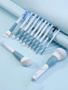 12pcs Professional Makeup Brush Set For Light Skin Tones, Includes Foundation, Eyeshadow, Eyebrow And Lash Brushes - Nylon Bristles, Durable And Travel-Friendly - Multicolor - View 2