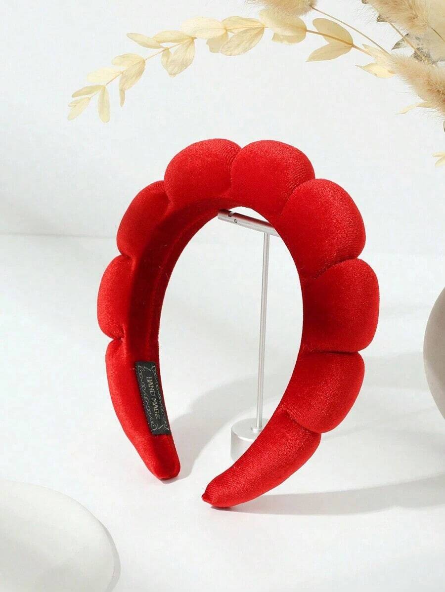 Cute 1pc Fashionable Fabric Hairband For Washing, Spa, Skin Care, Makeup Or Styling, Accessories,Hairband,Hair Hoop Headbands ,Makeup Headband - 紅色 - 查看 1