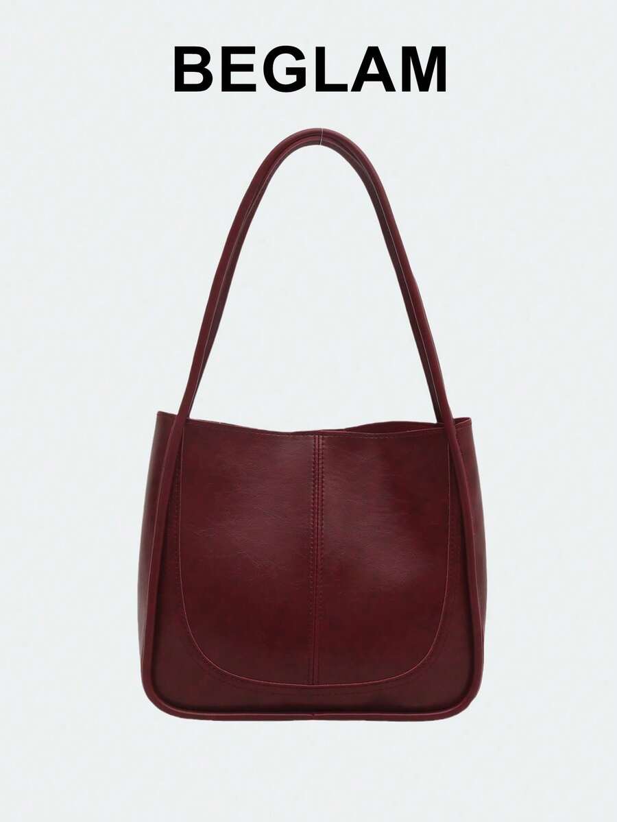 Túi Tote Thời Trang Nữ Vintage Burgundy Đa Năng Bằng Da PU Màu Trơn Có Đường May, Sức Chứa Lớn, Di Động, Cổ Điển Thường Ngày, Thường Ngày Công Sở, Thích Hợp Cho Các Bạn Nữ Tuổi Teen, Sinh Viên Đại Học, Cổ Trắng, Hoàn Hảo Cho Công Việc, Trở Lại Trường Học, Trung Học Cơ Sở, Trung Học Phổ Thông, Đại Học, Ngày Lễ - Màu Đỏ Sâu - Xem 1