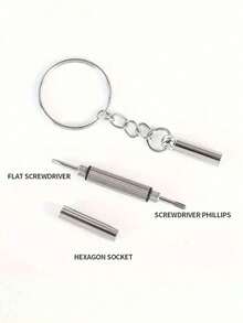 2pcs, Precision Screwdriver Repair Kit, Mini Glasses Eyeglass Screwdriver, Multifunctional 3-In-1 Portable For Tightening And Watch Repair, Steel With Keychain, Mini Size, For Men As Holiday Gift For Eyewear Maintenance - Silver - View 4