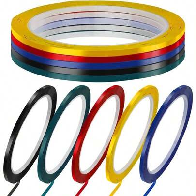 10 piezas Cinta Adhesiva para Escritorio Cinta de Posicionamiento para Pizarra Blanca Marcacin sin Residuos Negro Azul Verde Amarillo Rojo Oficina y Laboratorio