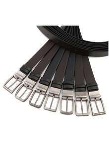 1pc Men's Reversible Belt, 2.8cm Wide, Fashionable Rotary Buckle - Black - View 2