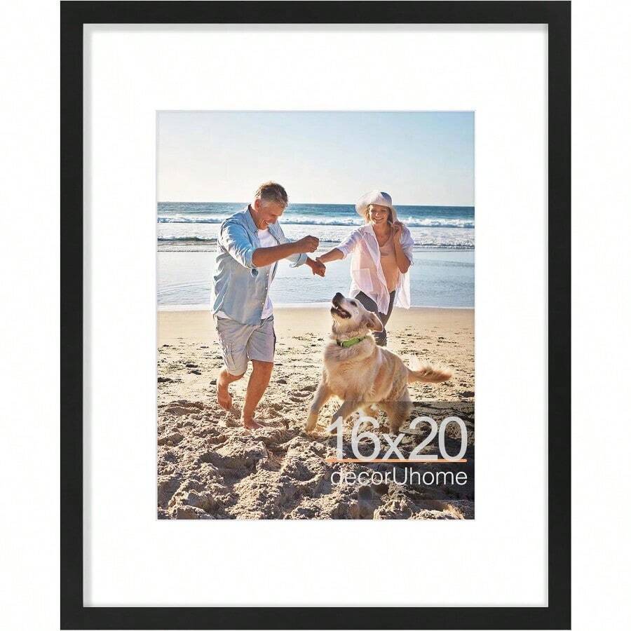 WSXC 16x20 Picture Frame Display Pictures 11x14 With Mat Or 16x20 Without Mat Wall Hanging Poster Frame Black 1 Pack - 黑色 - 查看 1