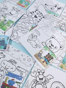 1 Set Kids Digital Oil Painting DIY 15cm/5.9in Printed Oil Painting Board, Cartoon Drawing For Children Back To School, Classroom Decor, Christmas Holiday Gift