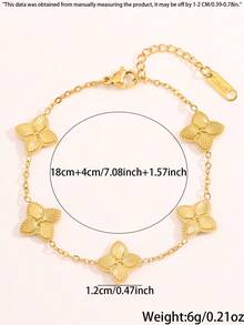 3/1pc Golden Jewelry Set Exquisite Fashionable Stainless Steel Bracelet Party Gathering Eye-Catching Style Petal-Element Design Make You Charming At Parties - Gold - View 4