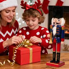 Festive Wooden Nutcracker Puppet  The Perfect Holiday Craft For Christmas Decor & A Memorable New Year's Gift For Home And Office - Black - View 2