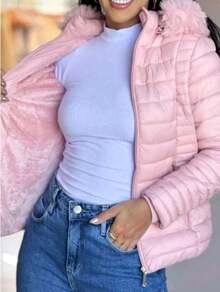 Waterproof Puffer Jacket - Rusty Rose - View 1