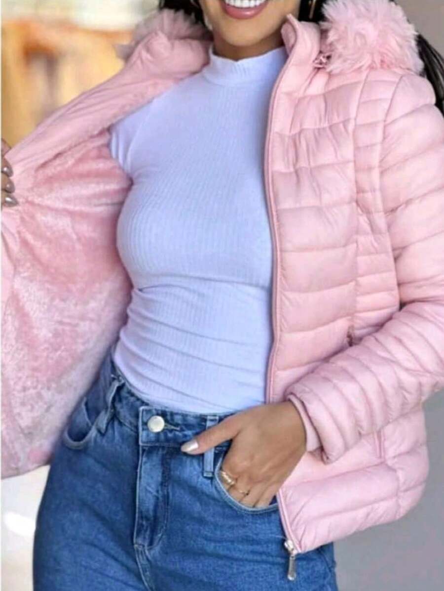 Waterproof Puffer Jacket - Rusty Rose - View 1