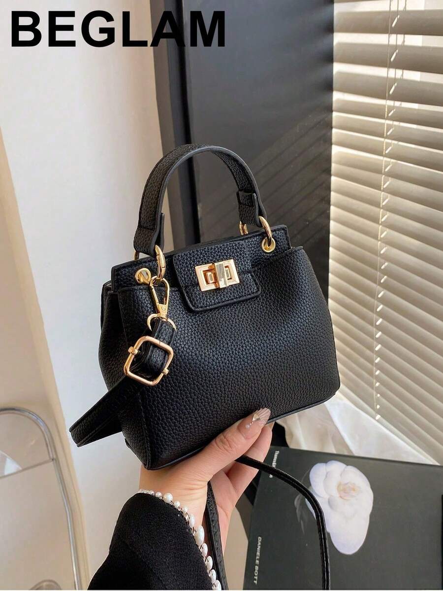 时尚通勤包,轻便奢华女士手提包,优雅单肩托特包,高端百搭,适合工作场合 - 黑色 - 查看 1
