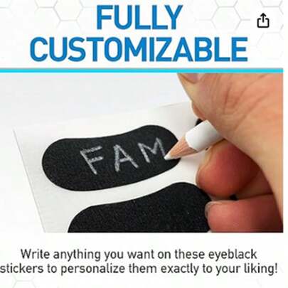 Franklin Sports Calcomanías Negras para los Ojos, Personalizables con lápiz