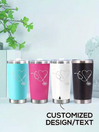 1 st. anpassad text, vakuumisolerad vattenflaska i rostfritt stål, anpassningsbar text, kaffekopp i metall, håller sig varm/kall, lätt att rengöra, modern och söt, färgglad, personlig, unik, idealisk present till vänner, kollegor, familj, kontor