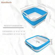 Collapsible Wash Basin 9L Foldable Dish Tub With Drain Plug Portable Collapsible Dish Basin Camping Sink For Washing Dishes Laundry And Kitchen Use Gray - Màu xanh lam - Xem 2