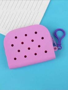 纯色软吊坠小硅胶钱包 硅胶穿孔袋 女士可手洗卡包 拉链封口 女士钱包 迷你钱包 钱包 小钱包 钱包钥匙扣零钱包 女士钱包 - 彩色 - 查看 3