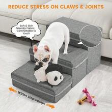 ASSunowl Escalera para Perros 3 Niveles Plegable para Mascotas Escalera para Perros Extra Anchos sofa Cama con Espacio de Almacenamiento Superficie Antideslizante Ayuda a la Mascota facil de - 3niveles - Ver 4