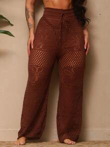 BROWN BEACH COVER-UP PANTS - 鏽棕色 - 查看 1