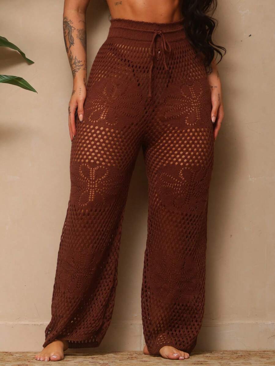 BROWN BEACH COVER-UP PANTS - 鏽棕色 - 查看 1