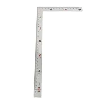Herramienta Cuadrada de Medición #01, Regla Rectangular 90 Grados 300X150mm, Acero Inoxidable de Calidad, Diseño de dos Brazos para Ángulos Internos y Externos, Fácil de Usar