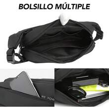 Rionera Multifuncional, Bandolera Cruzada Impermeable, Rionera Hombre, Bandolera impermeable, Llavero de regalo, Adecuado para actividades al aire libre como correr Gris - Gris - Ver 6