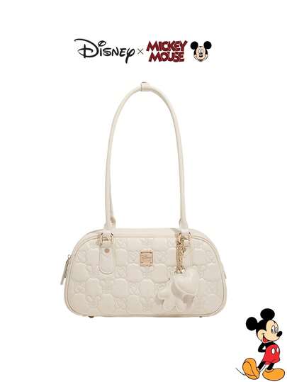 Disney Bolso de bolos acolchado con estampado de corazón en colaboración auténtica de Mickey Mouse - Uso dual como bolso de mano y de hombro