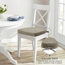 Chair Cushions For Dining Chairs 4 Pack - Kitchen Chair Cushions With Ties And Non-Slip Backing - Dining Chair Pads 16"X16"X2" Khaki - Khaki - View 6