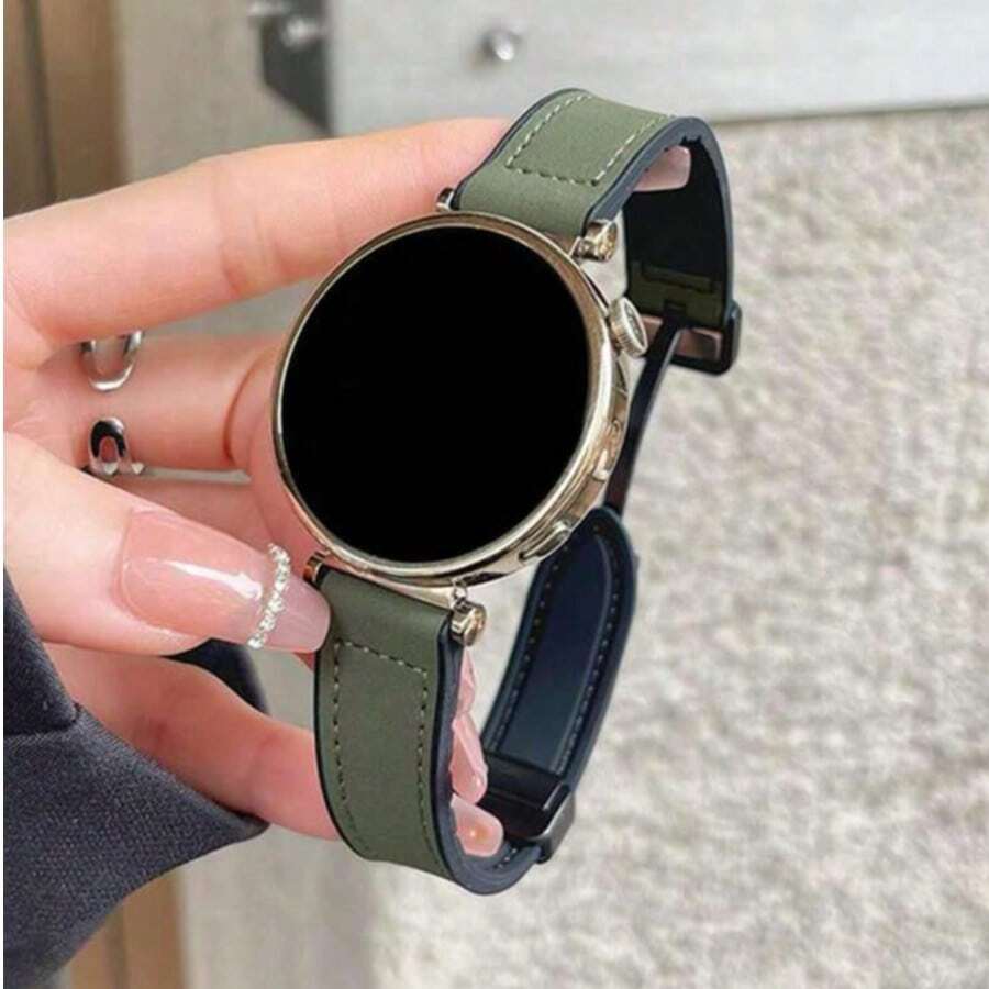 18mm 22mm 20mm Silicone Leather Watch Band, Compatible With Huawei, Garmin, Galaxy Watch 4/5/5 6 Pro Active 2 Magnetic Strap, Suitable For Amazfit GTR/GTS