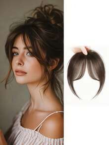 1pc Women's Elegant Natural Black & Deep Brown Clip-In Bangs, Loose Curly High-Temperature Synthetic Hairpiece, Voluminous Side Fringe For Parties & Daily Outings, Party Hair Accessory, Side Bangs Piece, Natural Look Hairpiece, Claw Clips, Hair Slide, Hair Barrettes, Head Accessories, Hair Accessories For Women, Hair Extension - Multicolor - View 15