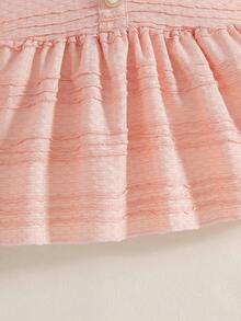 女童珍珠装饰无袖连衣裙，带假口袋，圆领，适合户外玩耍、休闲聚会和日常穿着。 - 珊瑚粉 - 查看 6