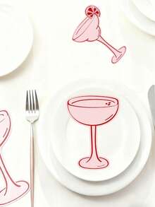 50pcs/10pcs Pink Cocktail Theme Place Cards - 3 Cocktail Themes, Suitable For Wedding Seating, Bridal Shower, Valentine's Day Decor, Anniversary Dinner, And Corporate Event - Multicolor - View 3