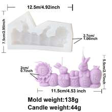 Molde de conejo con diseño de eslogan de conejito, estético y de Pascua. Desmoldado fácil y duradero para hacer velas DIY, yeso, resina, arcilla y manualidades, decoración del hogar, recuerdos de fiesta. - Blanco - Ver 8