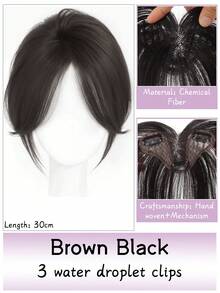 合成3D透气刘海假发 女款 自然无缝 高温假发 头顶替换罩 白色假刘海 - 彩色 - 查看 14