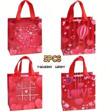 2/5/10/20 chiếc Túi quà tặng ngày lễ tình nhân, Túi mua sắm, Túi tote dự tiệc, Túi xách vải không dệt, Túi đóng gói in hình trái tim màu đỏ, Thích hợp cho nhiều bữa tiệc, đám cưới, sinh nhật, trao đổi quà tặng cho các cặp đôi - Nhiều màu - Xem 12