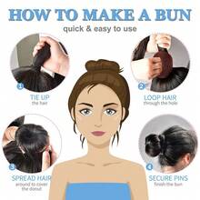 12pcs Women Braided Bun Maker, 2pcs Medium Ponytail Shaper Solid Hair Donut Bun Maker, Circular Bun Maker, Chignon Maker, Hair Accessories - Multicolor - View 3