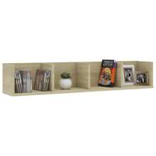 vidaXL Wandregal für CDs Eiche Sonoma 100x18x18 cm Holzwerkstoff - Verschiedenfarbig - Übersicht 3