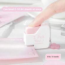 Rosyposy 1PC Cute Mini Stapler Color Stapler Set With 40pcs 10# Staples Binding Tools Block Shape Stationery School Office Supplies Back To School - Multicolor - View 4