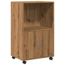 Meuble roulant vidaXL en chêne massif travaillé à la main, 55 x 40 x 91 cm, bois d'ingénierie - Multicolore - Voir 10