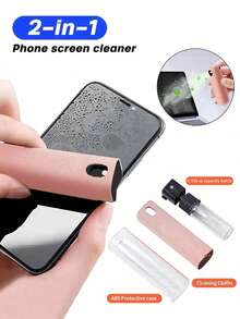 Curățător de ecran portabil 2 în 1, potrivit pentru smartphone-uri, tablete, afișaje auto, include sticlă de pulverizare și ștergător, pulverizare fină, îndepărtează murdăria și grăsimea, non-iritant, excelent pentru curățarea ecranelor LCD ale televizoarelor, monitoarelor de computer și altor dispozitive electronice. Accesorii de parfum, bucătărie