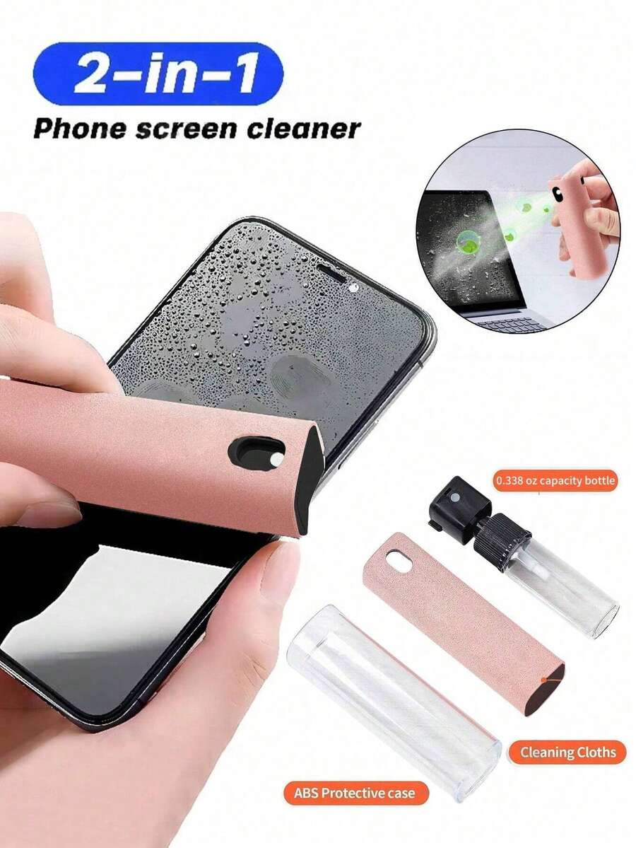 Curățător de ecran portabil 2 în 1, potrivit pentru smartphone-uri, tablete, afișaje auto, include sticlă de pulverizare și ștergător, pulverizare fină, îndepărtează murdăria și grăsimea, non-iritant, excelent pentru curățarea ecranelor LCD ale televizoarelor, monitoarelor de computer și altor dispozitive electronice. Accesorii de parfum, bucătărie