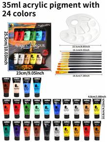 opeth 12/24/36色丙烯颜料套装，含12支画笔和1个调色盘，35毫升大容量，防水，色彩鲜艳，遮盖力强，适合户外绘画，是送给家人和朋友的绝佳圣诞礼物。