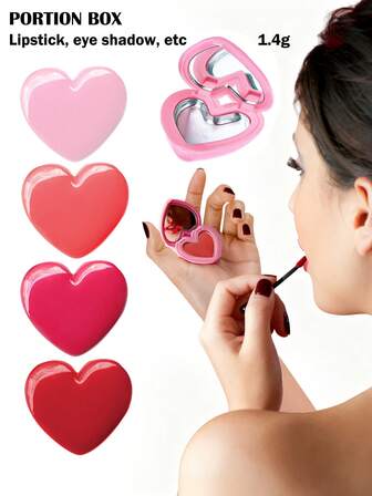Heart Shaped Subpackaging Box With Mirror, Heart Shaped Lipstick Eye Shadow Die With Mirror Face -1.4g Can Fill The Makeup Box, DIY Lipstick, Concealer And Other Makeup Molds. Christmas, Winter, Pink, Graduation, Birthday, Holidays, Summer, Autumn, Autumn Y2K, Fancy Fashion, Women's Makeup, Makeup Parties, Beach Trips, Camping, Outdoor Schools, Campus Trips, Holiday Decoration Gifts, Roses, Girl Role-Playing, Best Colors, Charm, Atmosphere.