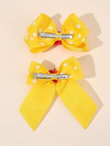 6pcs Back To School Season Blue And Black & Yellow Fabric Hair Bows,Apple Accessories Hair Clips,Cute Hair Barrettes For Girls Kids Students Party Gifts - Multicolor - View 7